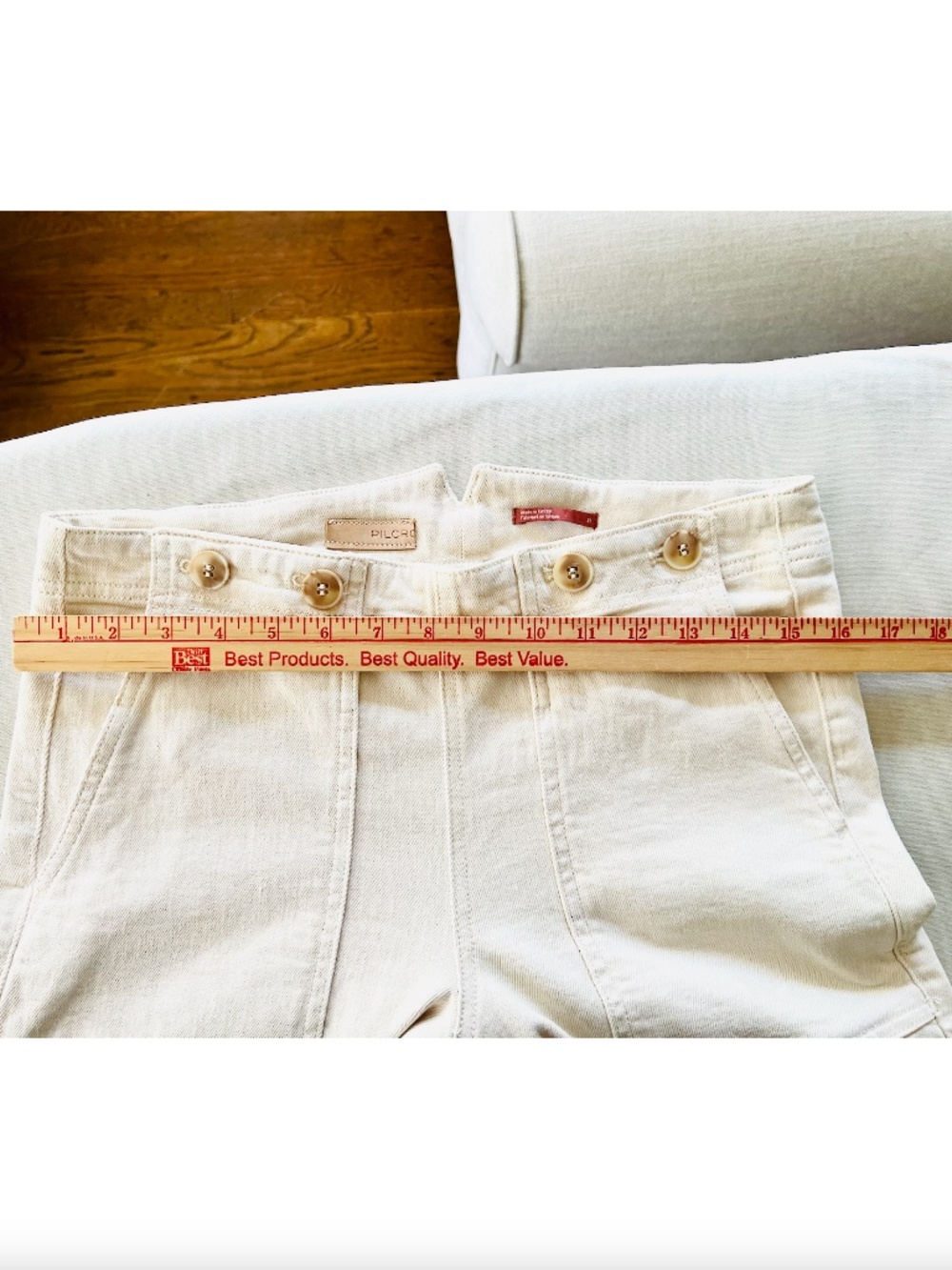 PILCRO The Kit Wide Leg Utility Trousers in Ivory - 27 - Picture 10 of 13